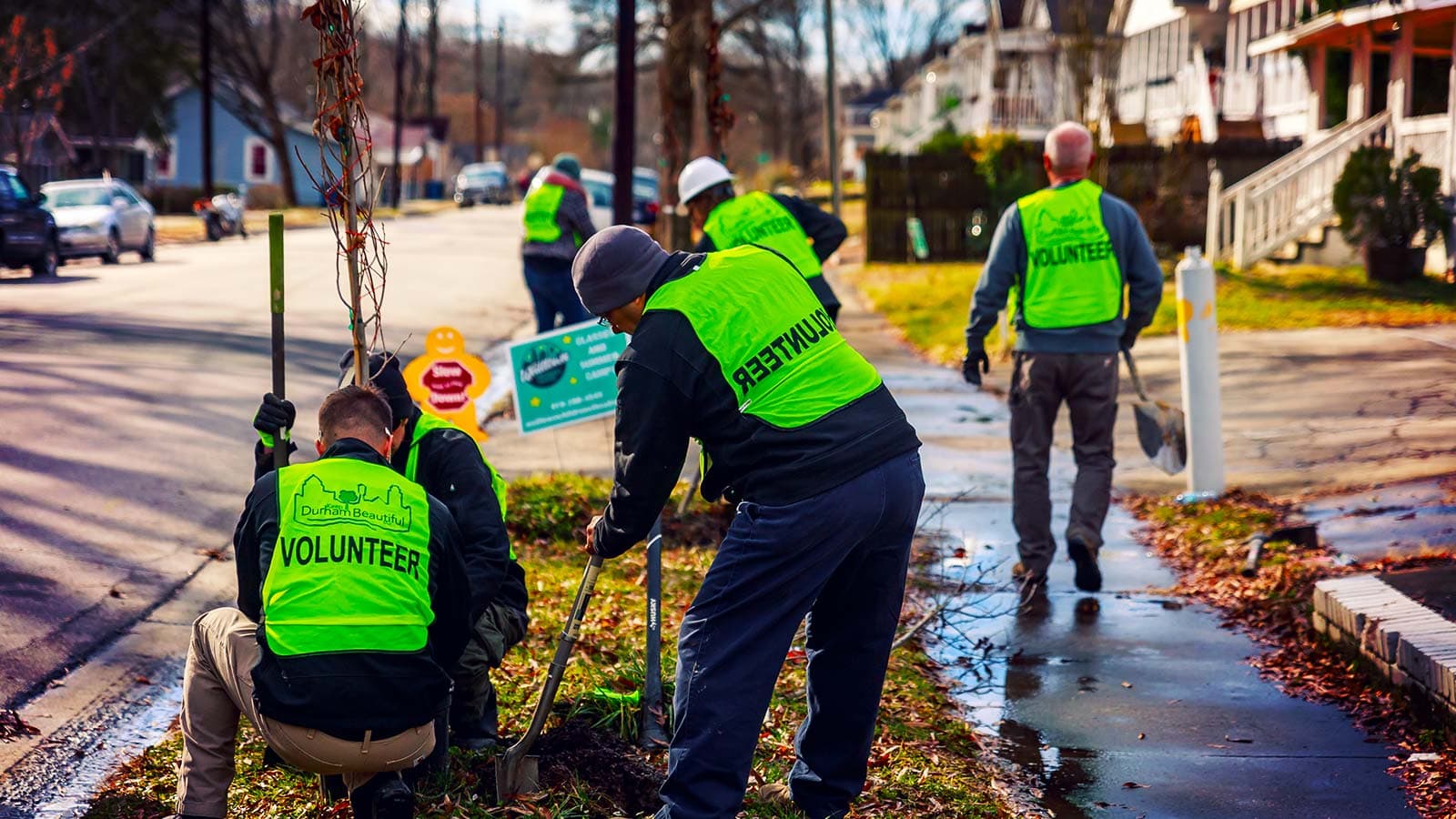 Leaf & Limb volunteers planting trees in Durham neighborhood