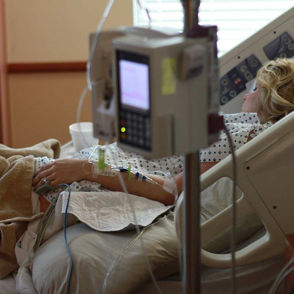 Hospital room with view of trees, improving patient outcomes